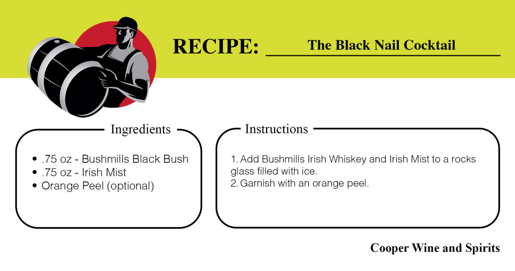 black nail cocktail recipe card